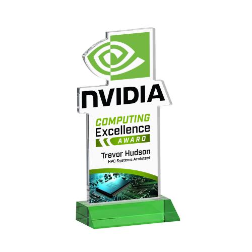 Corporate Awards - Crystal Awards - EdgeCraft Rectangle Full Color on Mitered - Green (Ocean)
