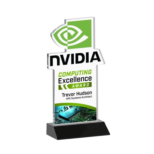Corporate Awards - Crystal Awards - EdgeCraft Rectangle Full Color on Mitered - Black (Ocean)