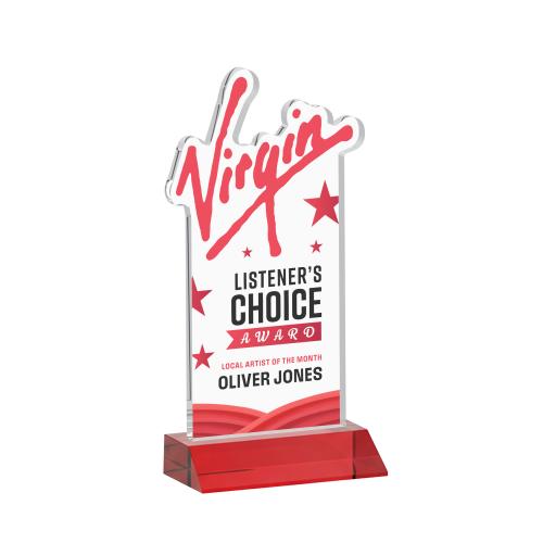 Corporate Awards - Crystal Awards - EdgeCraft Rectangle Full Color on Mitered - Red (via Ocean)