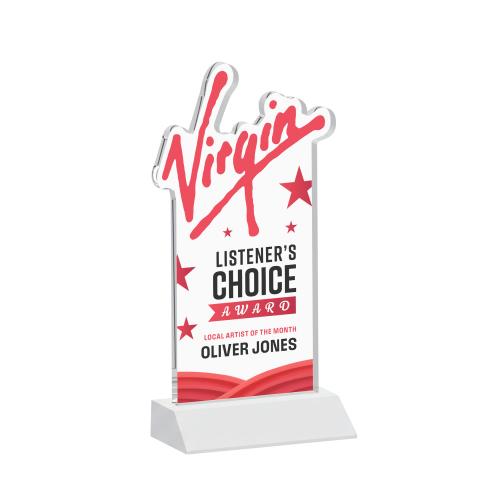 Corporate Awards - Crystal Awards - EdgeCraft Rectangle Full Color on Mitered - White (Ocean)