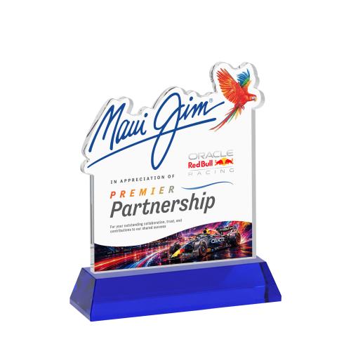 Corporate Awards - Crystal Awards - EdgeCraft Square Full Color on Hartford - Blue (via Ocean)