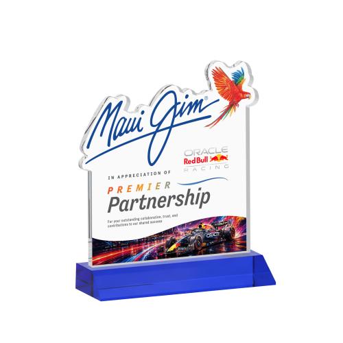 Corporate Awards - Crystal Awards - EdgeCraft Square Full Color on Mitered - Blue (via Ocean)
