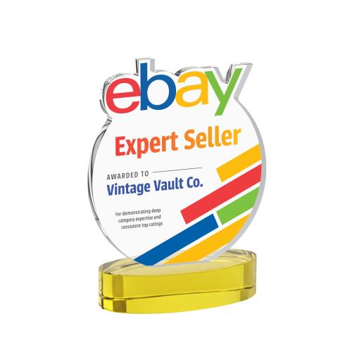 Corporate Awards - Crystal Awards - EdgeCraft Round Full Color on Alberton - Gold (via Ocean)
