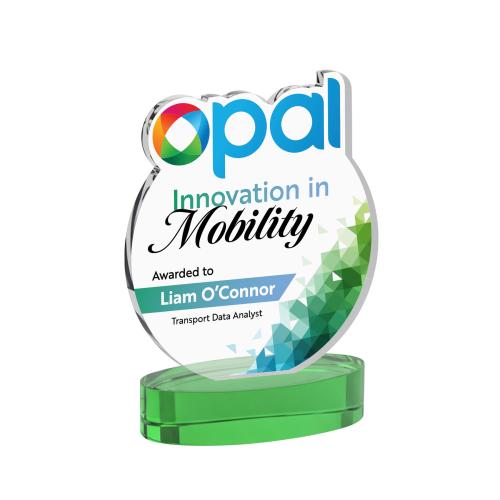 Corporate Awards - Crystal Awards - EdgeCraft Round Full Color on Alberton - Green (via Ocean)