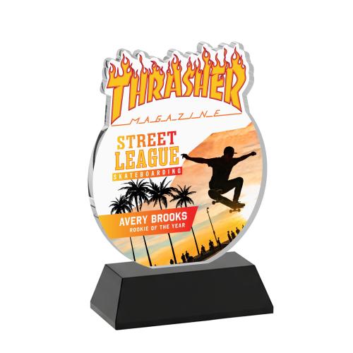 Corporate Awards - Crystal Awards - EdgeCraft Round Full Color on Hartford - Black (via Ocean)