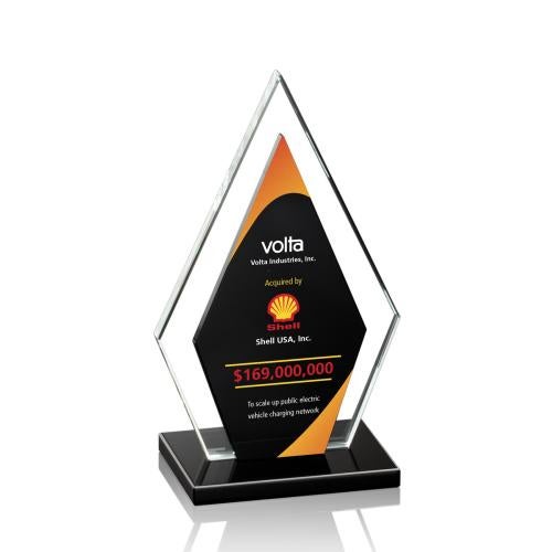 Corporate Awards - Crystal Awards - Zarita Full Color Black Crystal Award