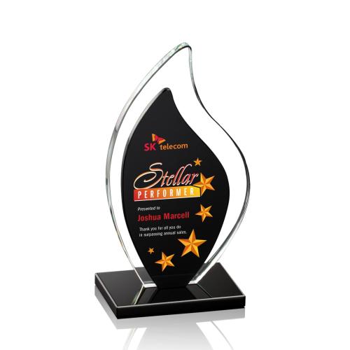 Corporate Awards - Crystal Awards - Flamingo Full Color Black Flame Crystal Award