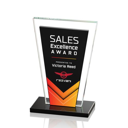 Corporate Awards - Crystal Awards - Heckel Full Color Black Crystal Award