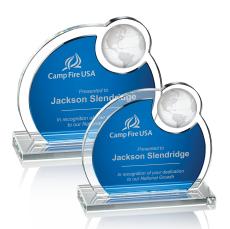 Riccarda Globe Blue Spheres Crystal Award - Full Color Awards