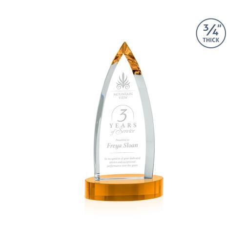 Corporate Awards - Crystal Awards - Shildon Amber on Alberton Base Crystal Award