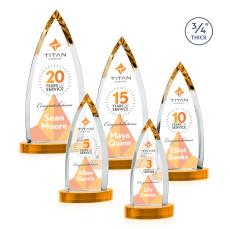 Shildon Full Color Amber on Alberton Base Crystal Award - Newest Additions