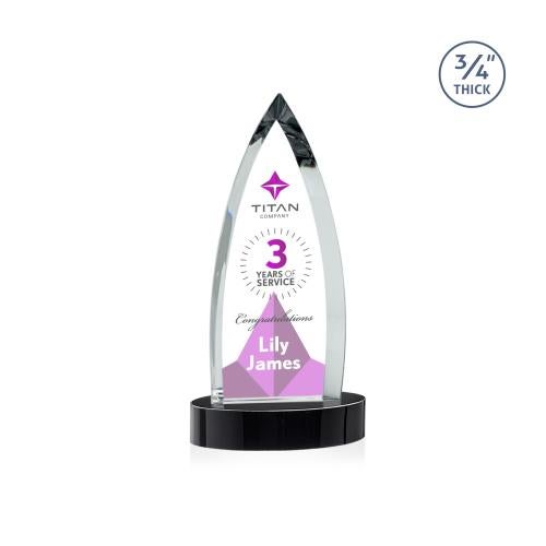 Corporate Awards - Crystal Awards - Shildon Full Color Black on Alberton Base Crystal Award