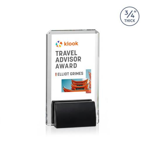 Corporate Awards - Crystal Awards - Annapolis Full Color Black Rectangle Crystal Award