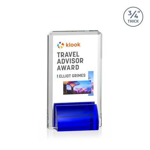 Corporate Awards - Crystal Awards - Annapolis Full Color Blue Rectangle Crystal Award