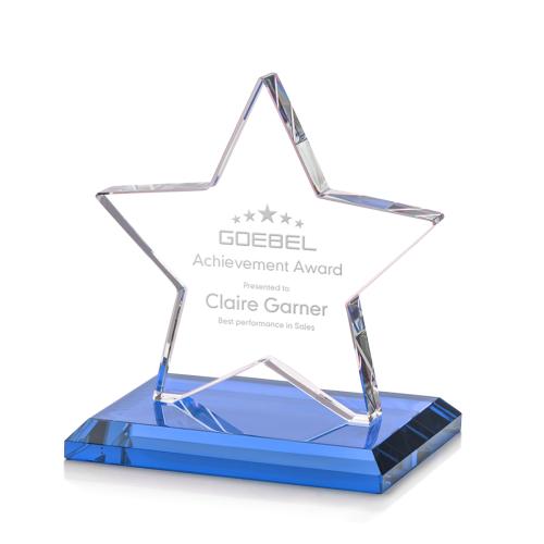 Corporate Awards - Crystal Awards - Crystal Star Awards - Sudbury Sky Blue Star Crystal Award
