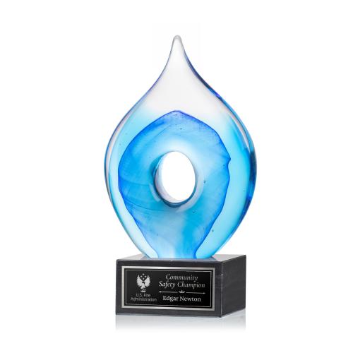 Corporate Awards - Glass Awards - Caspian Glass on Square Marble Award