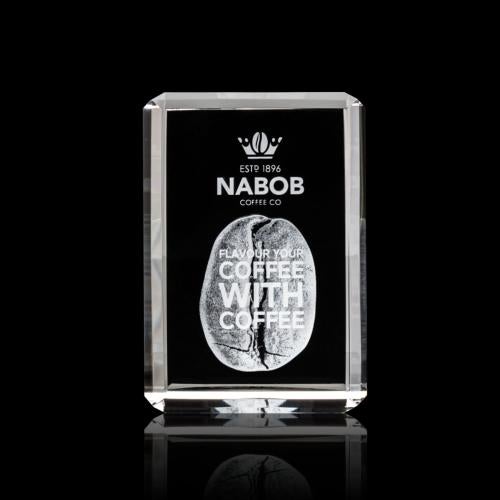 Corporate Awards - Crystal Awards - Fulton 3D Vertical Rectangle Crystal Award