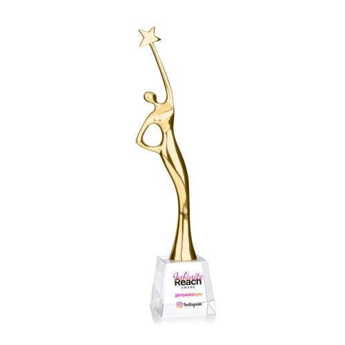 Corporate Awards - Crystal Awards - Star Goddess Full Color Gold/Clear Star Crystal Award