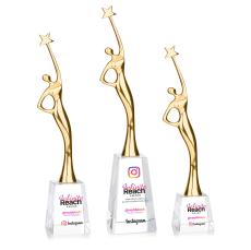 Star Goddess Full Color Gold/Clear Star Crystal Award - Crystal Star Awards