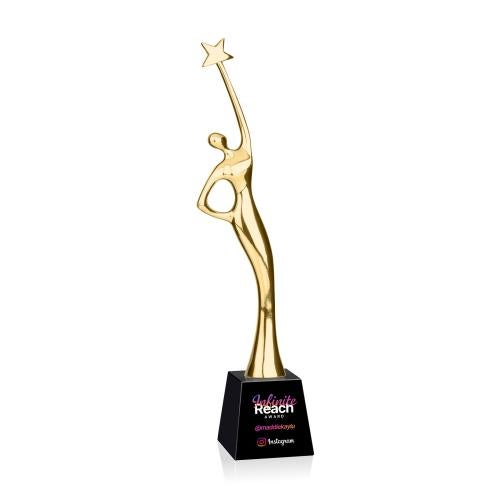Corporate Awards - Crystal Awards - Star Goddess Full Color Gold/Black Star Crystal Award