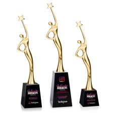 Star Goddess Full Color Gold/Black Star Crystal Award - Crystal Star Awards