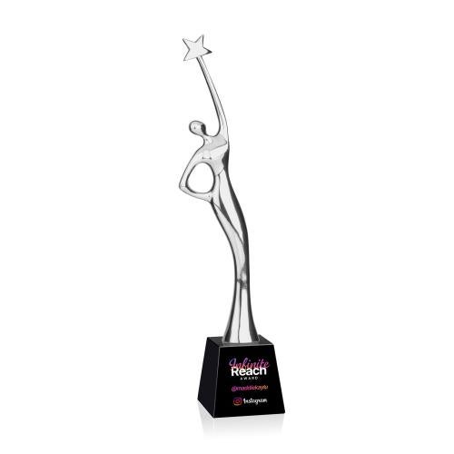 Corporate Awards - Crystal Awards - Star Goddess Full Color Silver/Black Star Crystal Award