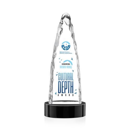 Corporate Awards - Crystal Awards - Goderich Full Color Black on Base Obelisk Crystal Award