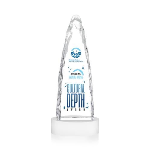 Corporate Awards - Crystal Awards - Goderich Full Color White on Base Obelisk Crystal Award