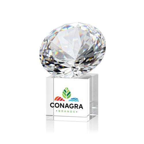 Corporate Awards - Crystal Awards - Diamond on Cube Full Color Crystal Award