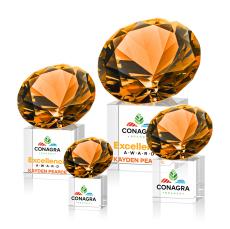 Amber on Cube Full Color Crystal Award - Diamond Awards