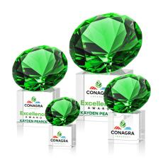 Emerald on Cube Full Color Crystal Award - Diamond Awards