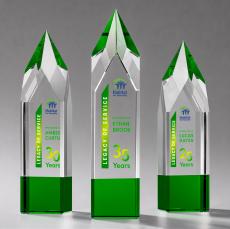 Coventry Full Color Green Obelisk Crystal Award - Newest Additions