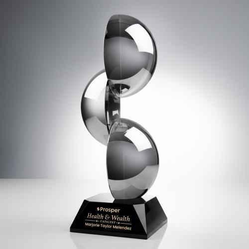 Corporate Awards - Glass Awards - Art Glass Awards - Gardalini Abstract / Misc on Black Base Glass Award