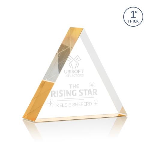 Corporate Awards - Acrylic Awards - Spartan Triangle Gold Diamond Acrylic Award