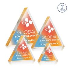 Spartan Triangle Full Color Double Sided Gold Diamond Acrylic Award - Diamond Awards