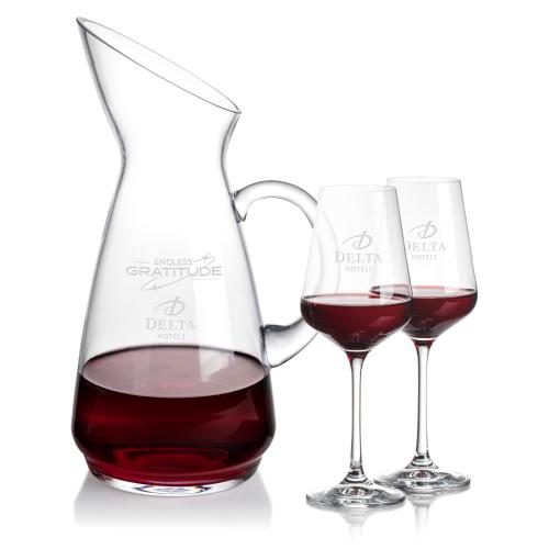Corporate Recognition Gifts - Etched Barware - Taroni Carafe & Breckland Wine