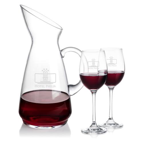 Corporate Recognition Gifts - Etched Barware - Taroni Carafe & Burlington Wine