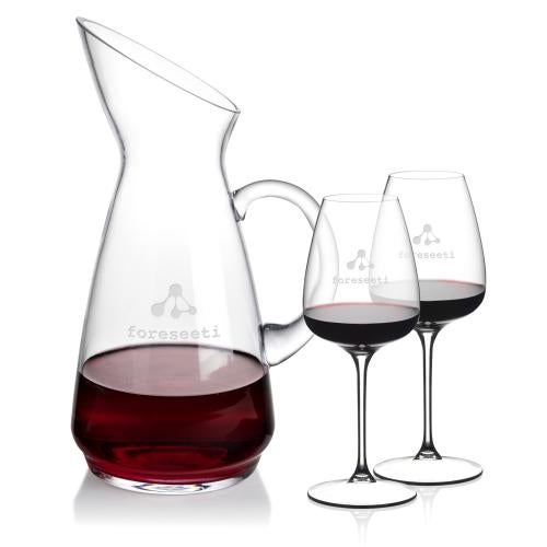Taroni Carafe & RIEDEL Trauben Wine Corporate Recognition Gifts - Etched Barware - Taroni Carafe & RIEDEL Trauben Wine