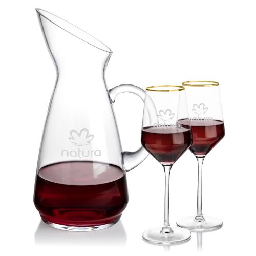 Corporate Recognition Gifts - Etched Barware - Taroni Carafe & Tucson Gold Wine