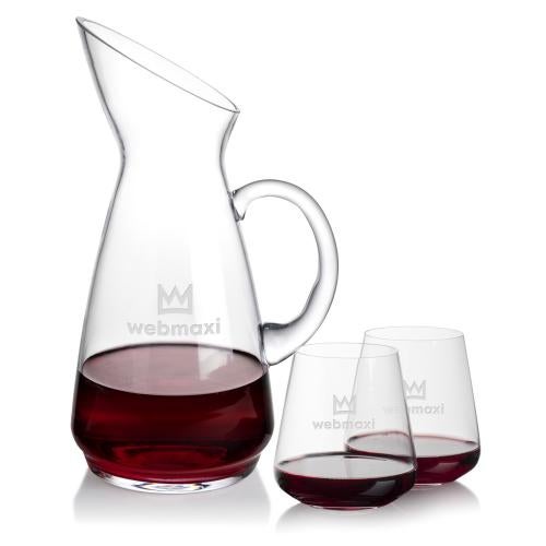 Corporate Recognition Gifts - Etched Barware - Taroni Carafe & Breckland Stemless Wine