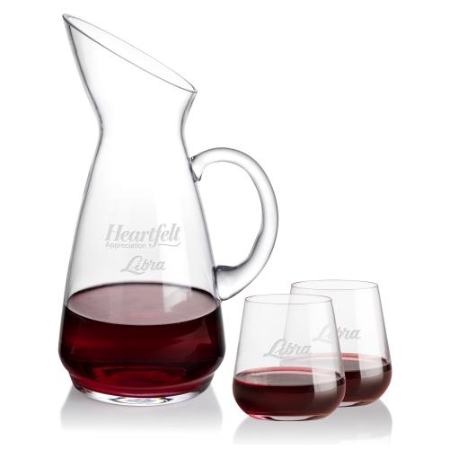 Taroni Carafe & Howden Stemless Wine Corporate Recognition Gifts - Etched Barware - Taroni Carafe & Howden Stemless Wine