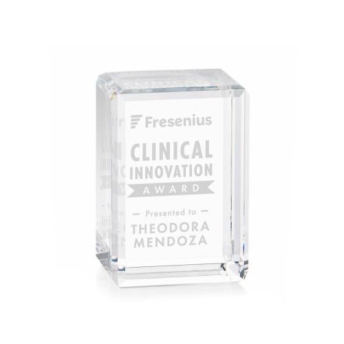 Corporate Awards - Crystal Awards - Fulton Cube Vertical Rectangle Crystal Award