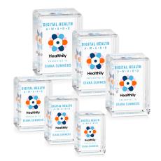 Fulton Cube Full Color Vertical Rectangle Crystal Award - Employee of the Month Awards