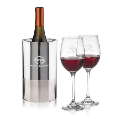 Corporate Recognition Gifts - Etched Barware - Catania Wine Cooler & Burlington Wine Set
