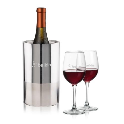 Corporate Recognition Gifts - Etched Barware - Catania Wine Cooler & Connoisseur Wine Set