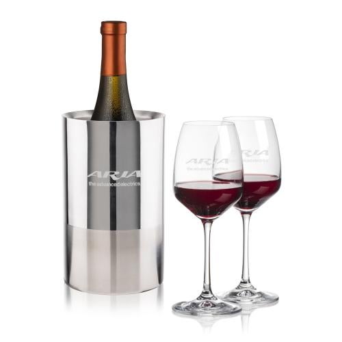 Corporate Recognition Gifts - Etched Barware - Catania Wine Cooler & Oldham Wine Set