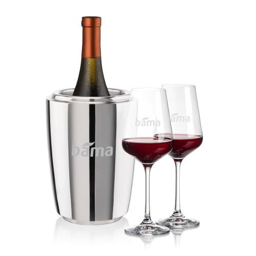 Corporate Recognition Gifts - Etched Barware - Pescara Wine Cooler & Breckland Wine Set