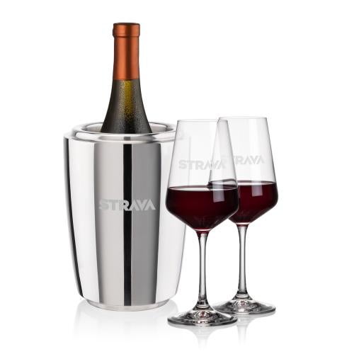 Corporate Recognition Gifts - Etched Barware - Pescara Wine Cooler & Cannes Wine Set