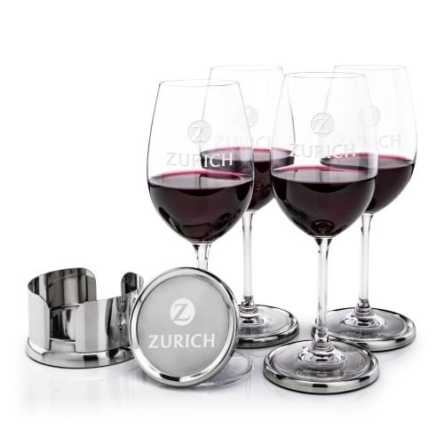 Corporate Recognition Gifts - Etched Barware - Baldoni Coasters & Coleford Wine Set