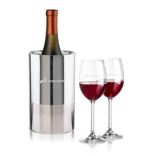 Corporate Recognition Gifts - Etched Barware - Catania Wine Cooler & Naples Wine Set